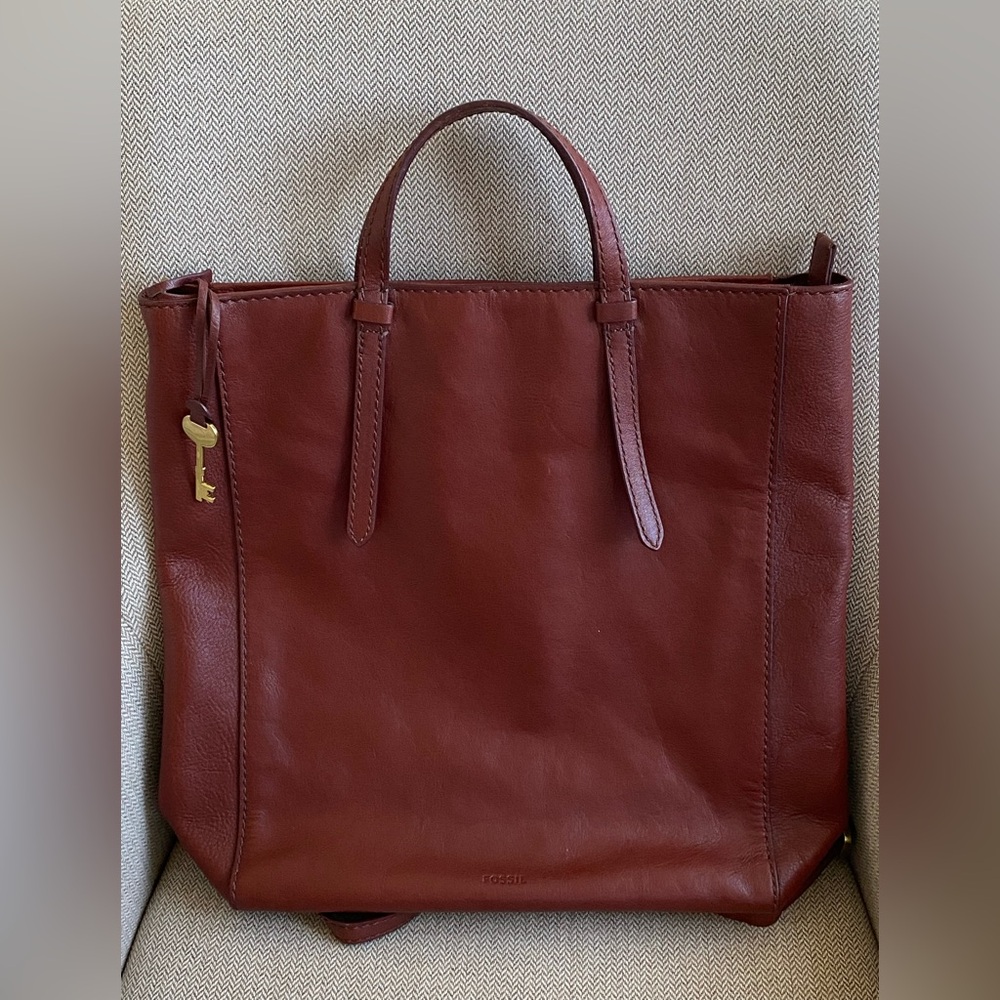 Fossil Brown Leather convertible backpack Tote bag